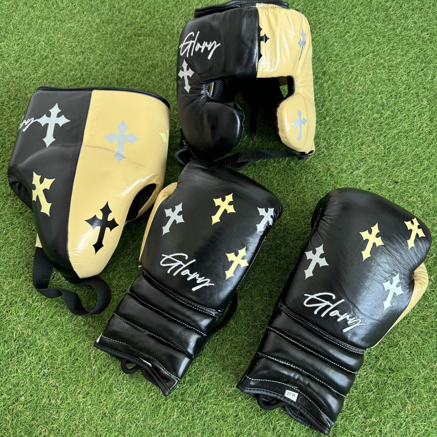 BLK CREAM | CRUCIFIX | BOXING GLOVES & SPARRING SET | 100% LEATHER