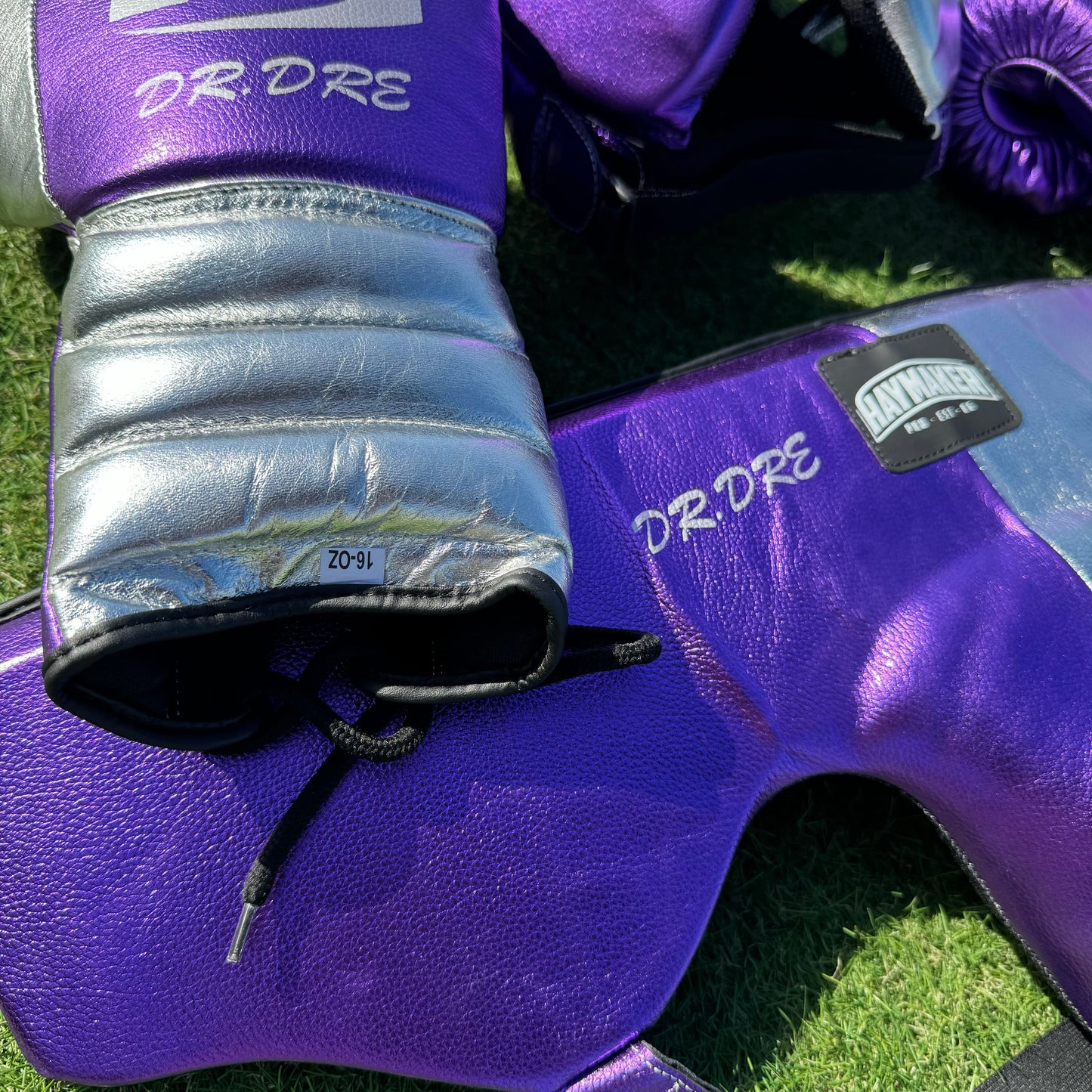 METALLIC PURPLE & SILVER | BOXING GLOVES & SPARRING SET | 100% LEATHER