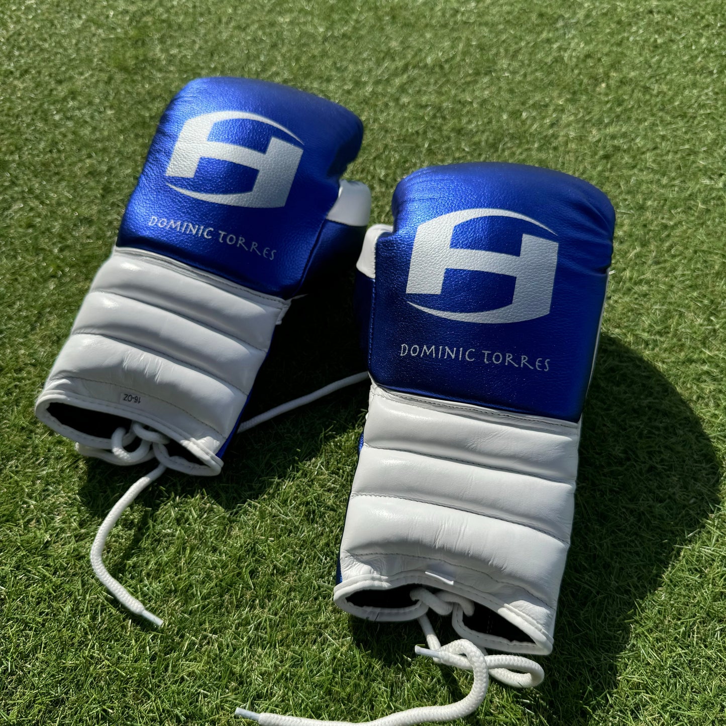 BLUE & WHITE | PRO ELITE GLOVES 100% LEATHER
