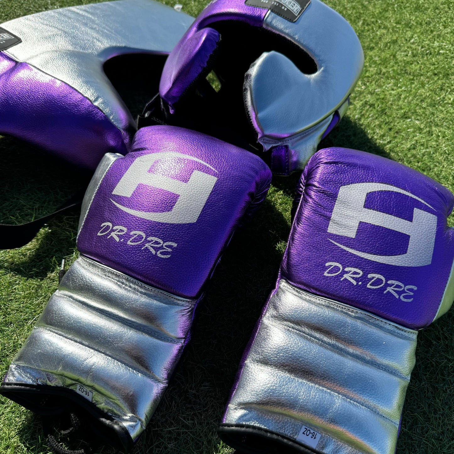 METALLIC PURPLE & SILVER | BOXING GLOVES & SPARRING SET | 100% LEATHER