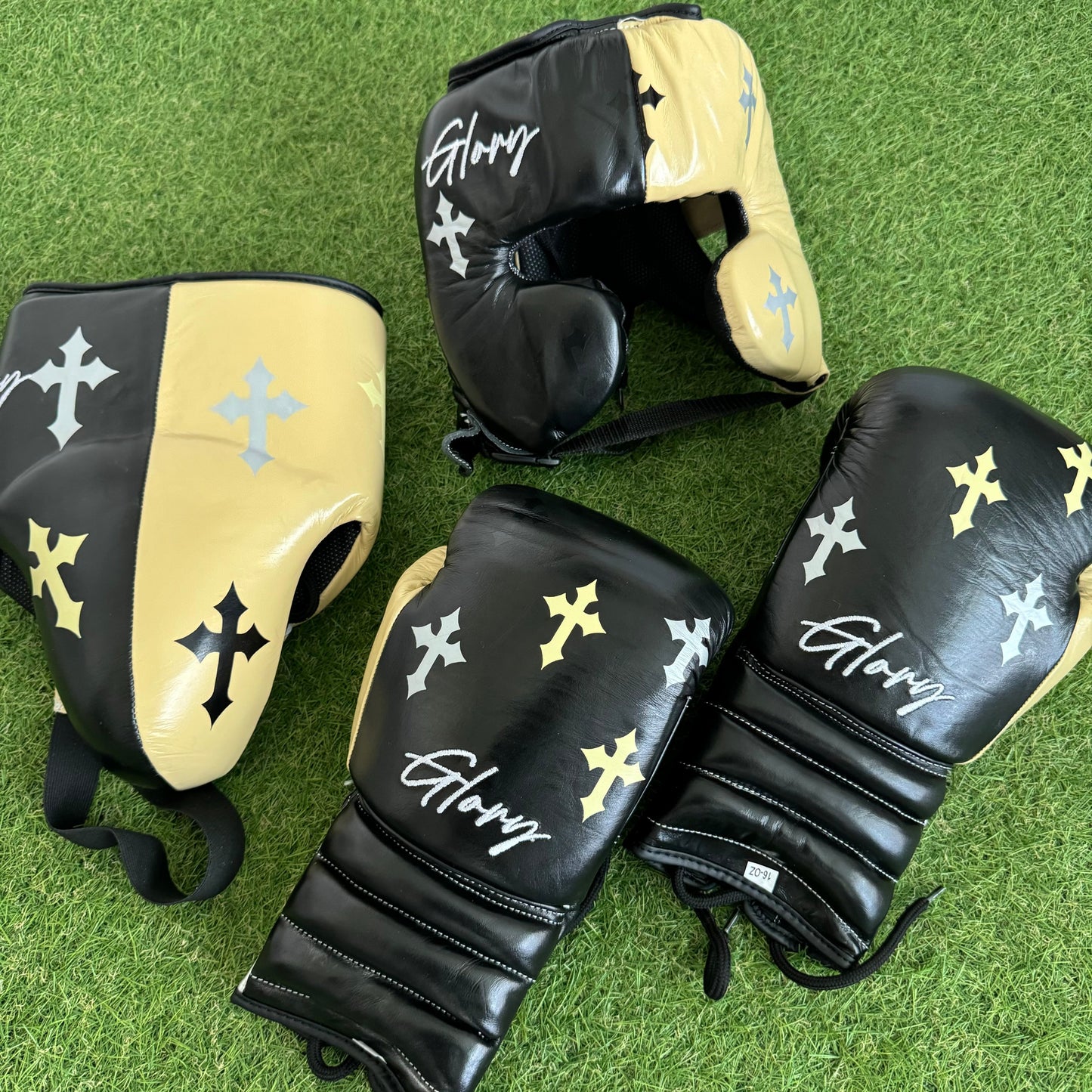 BLK CREAM | CRUCIFIX | BOXING GLOVES & SPARRING SET | 100% LEATHER