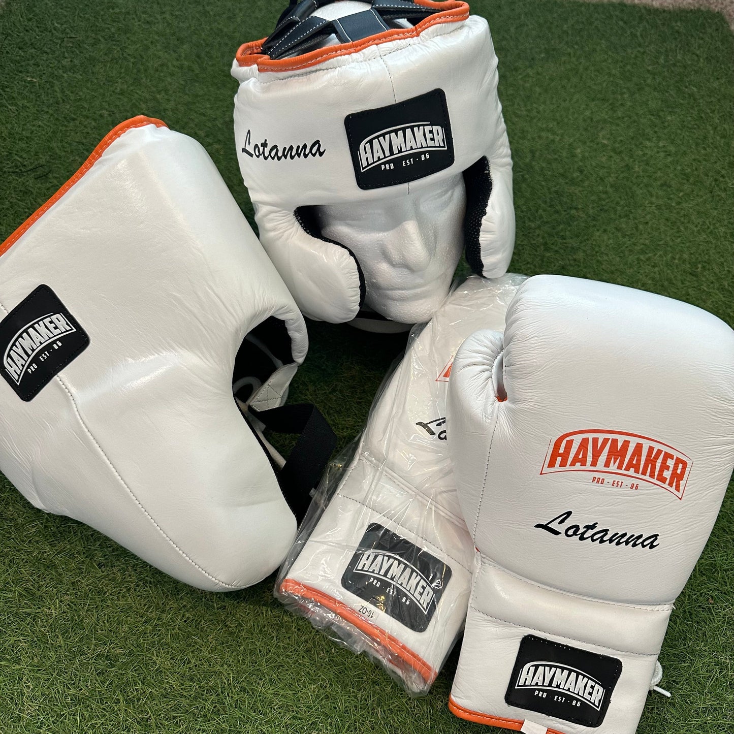 WHITE ORANGE TRIM | SPARRING SET | 100% LEATHER