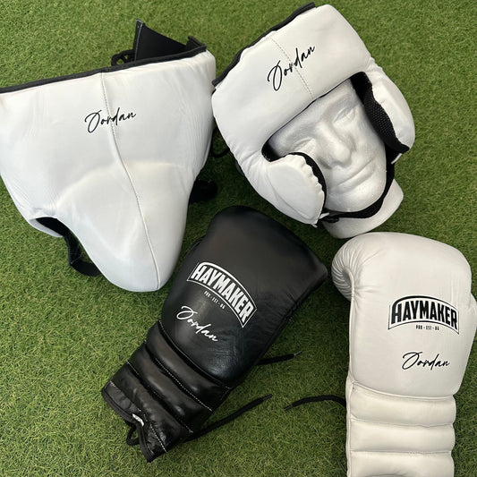 TWO TONE BLACK & WHITE | BOXING GLOVES & SPARRING SET | 100% LEATHER