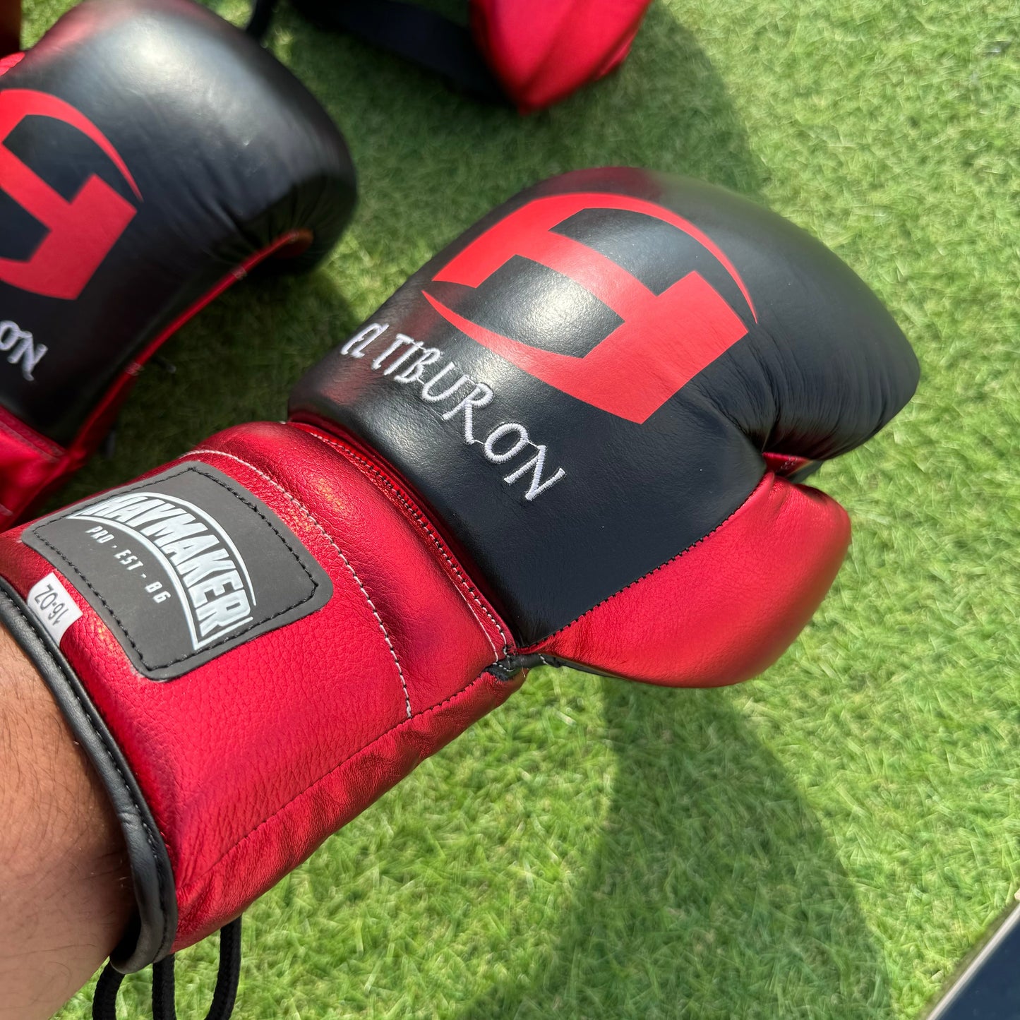 METALLIC RED & BLACK | BOXING GLOVES & SPARRING SET 100% LEATHER