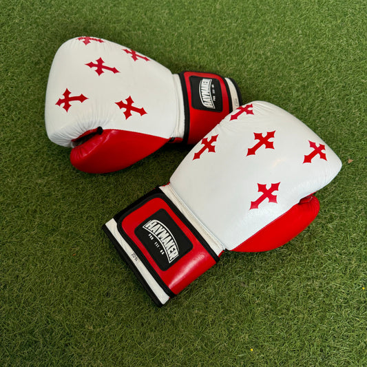 HM CRUCIFIX RED & WHITE | PRO ELITE GLOVES 100% LEATHER