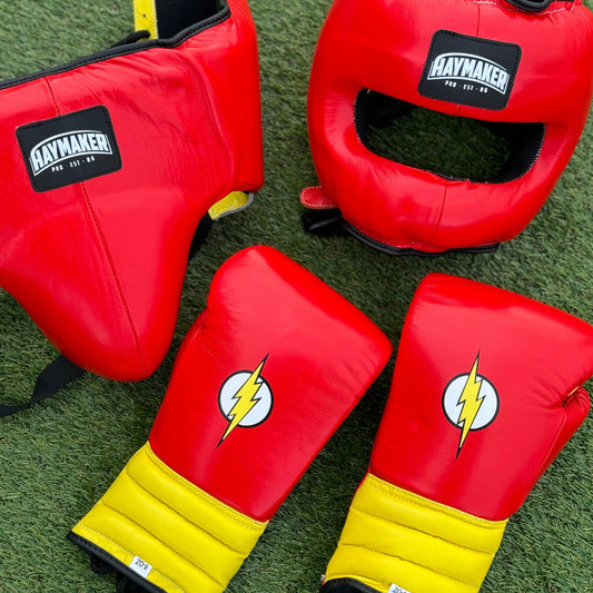 FLASH SET RED | BOXING GLOVES & SPARRING SET 100% LEATHER