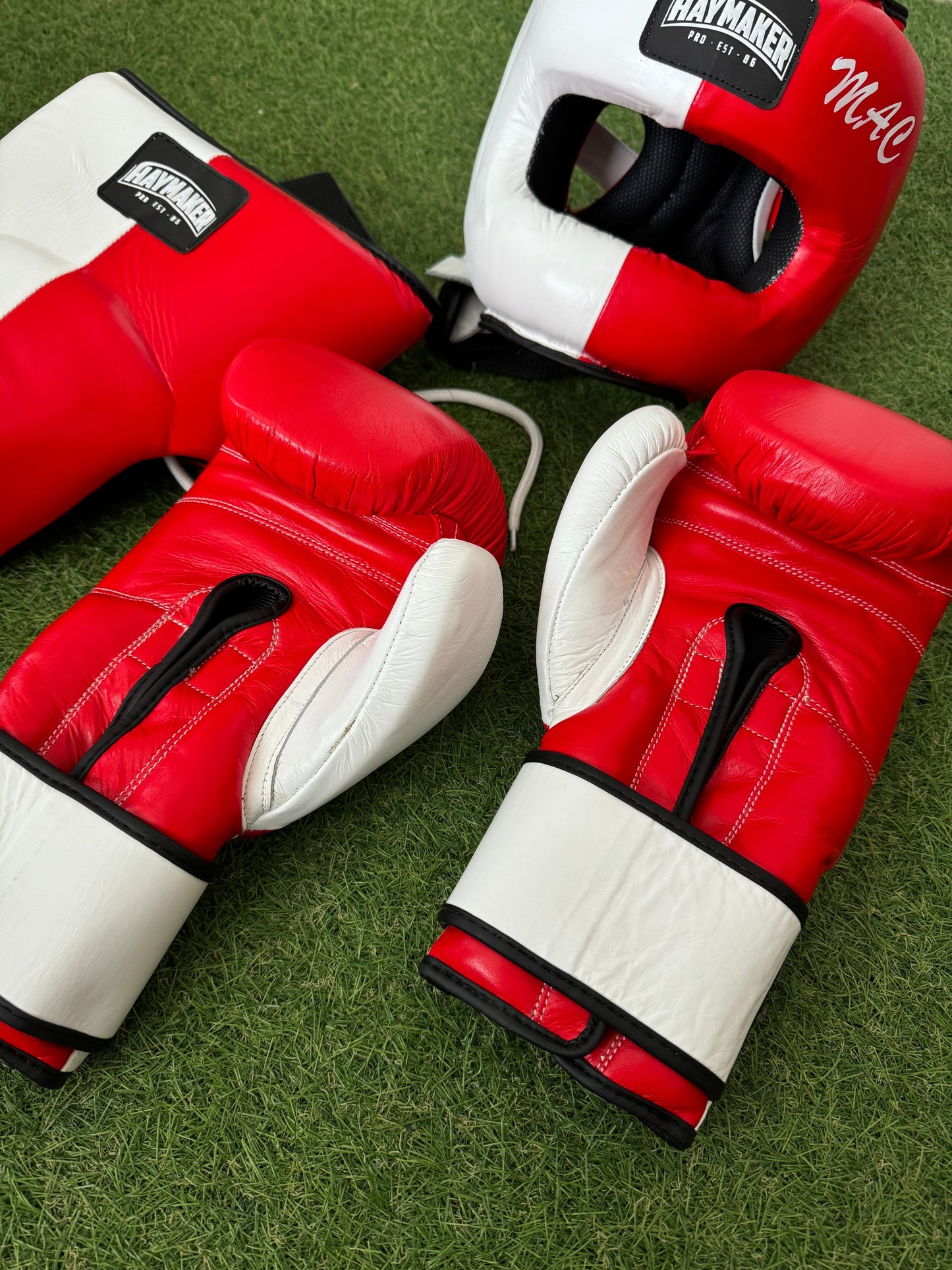 WHITE & RED | SPARRING SET | 100% LEATHER