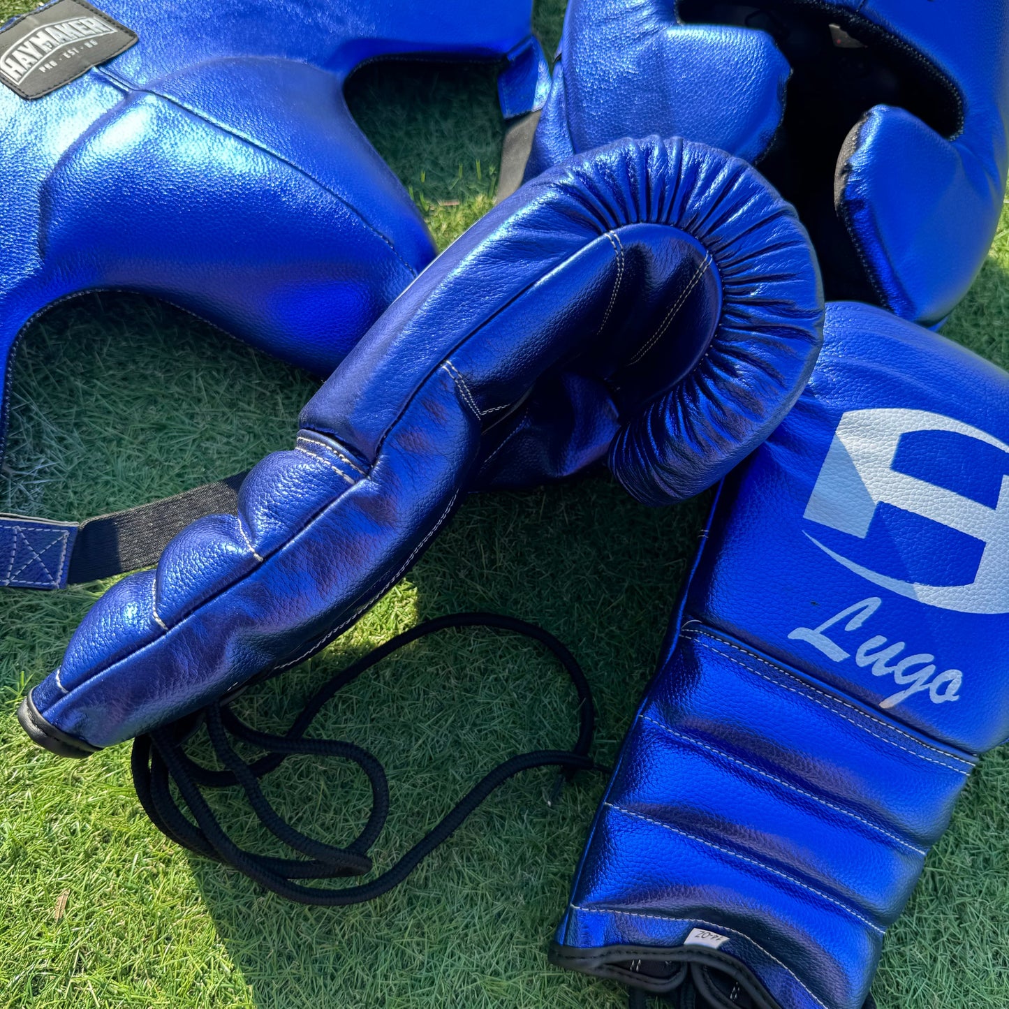 METALLIC BLUE | BOXING GLOVES & SPARRING SET | 100% LEATHER