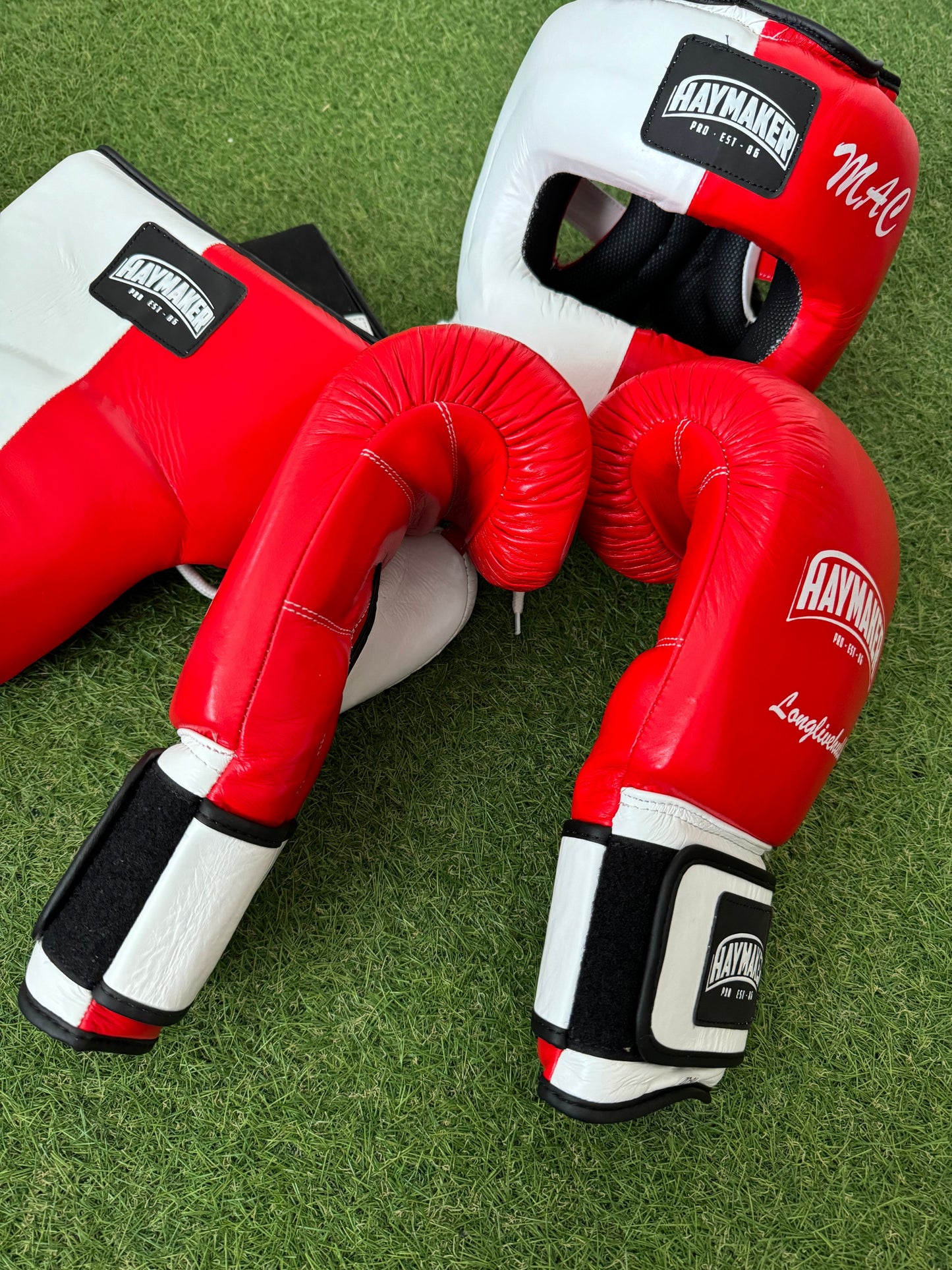 WHITE & RED | SPARRING SET | 100% LEATHER