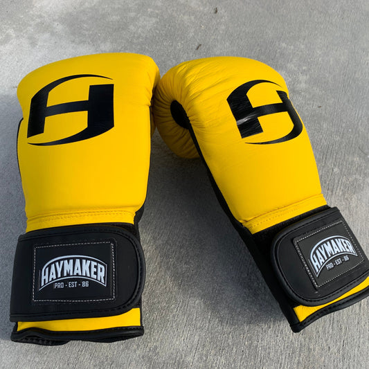MATTE YELLOW & BLACK | PRO ELITE GLOVES 100% LEATHER