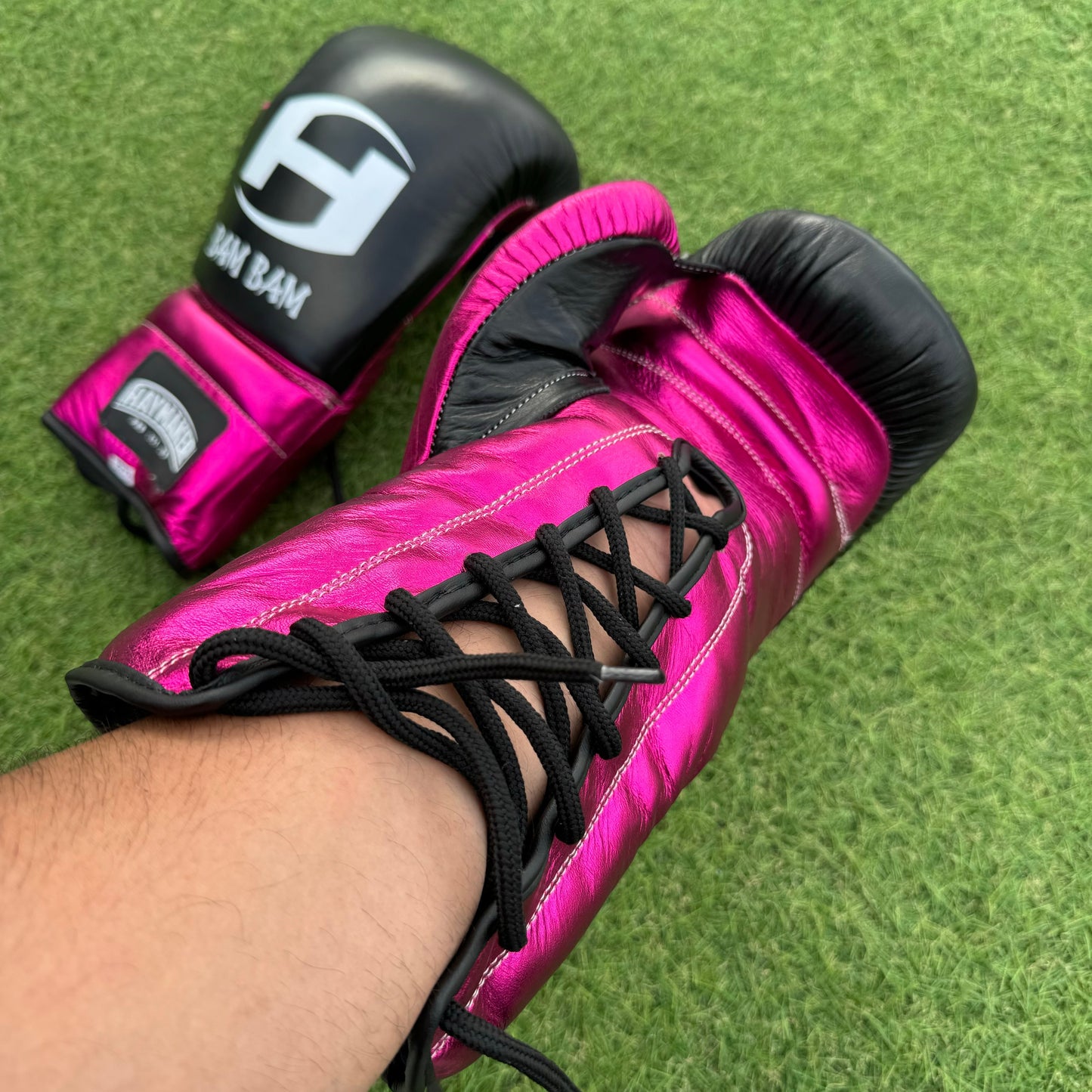 BLACK METTALIC PINK | PRO ELITE GLOVES 100% LEATHER