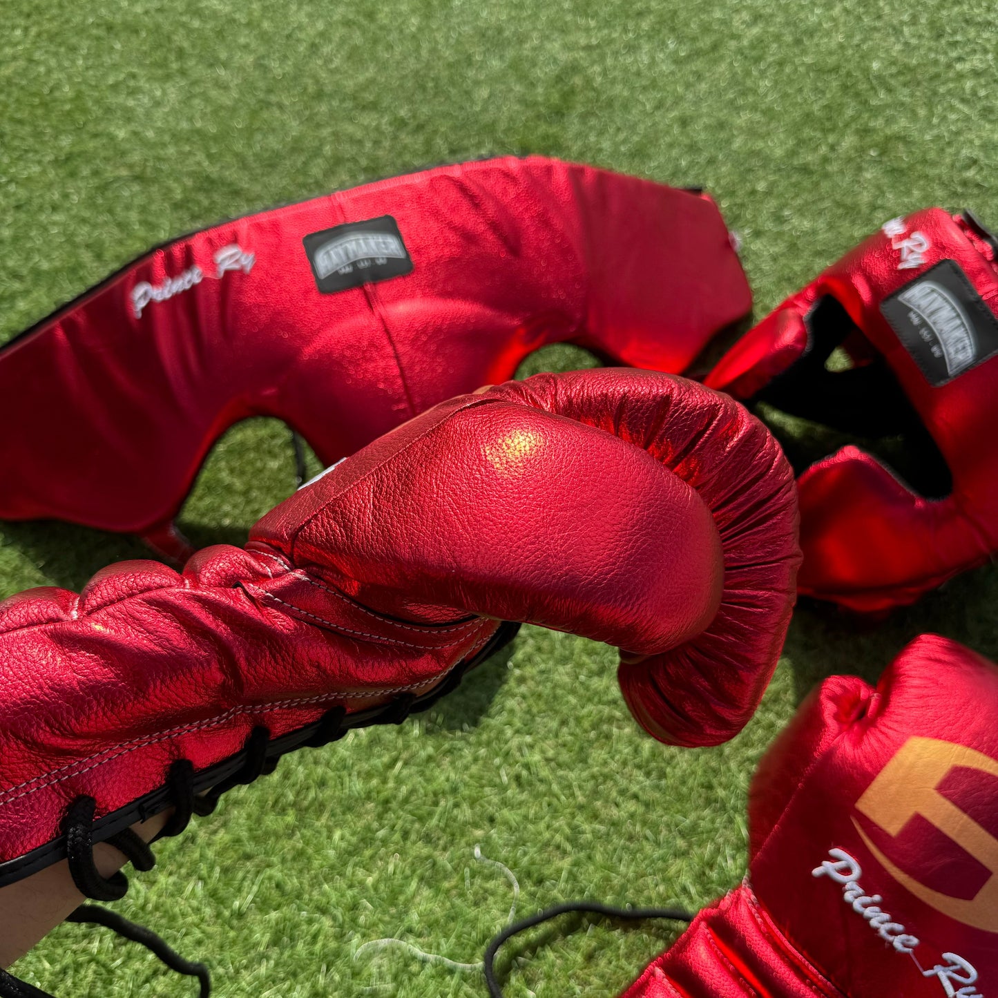 METALLIC RED | BOXING GLOVES & SPARRING SET | 100% LEATHER