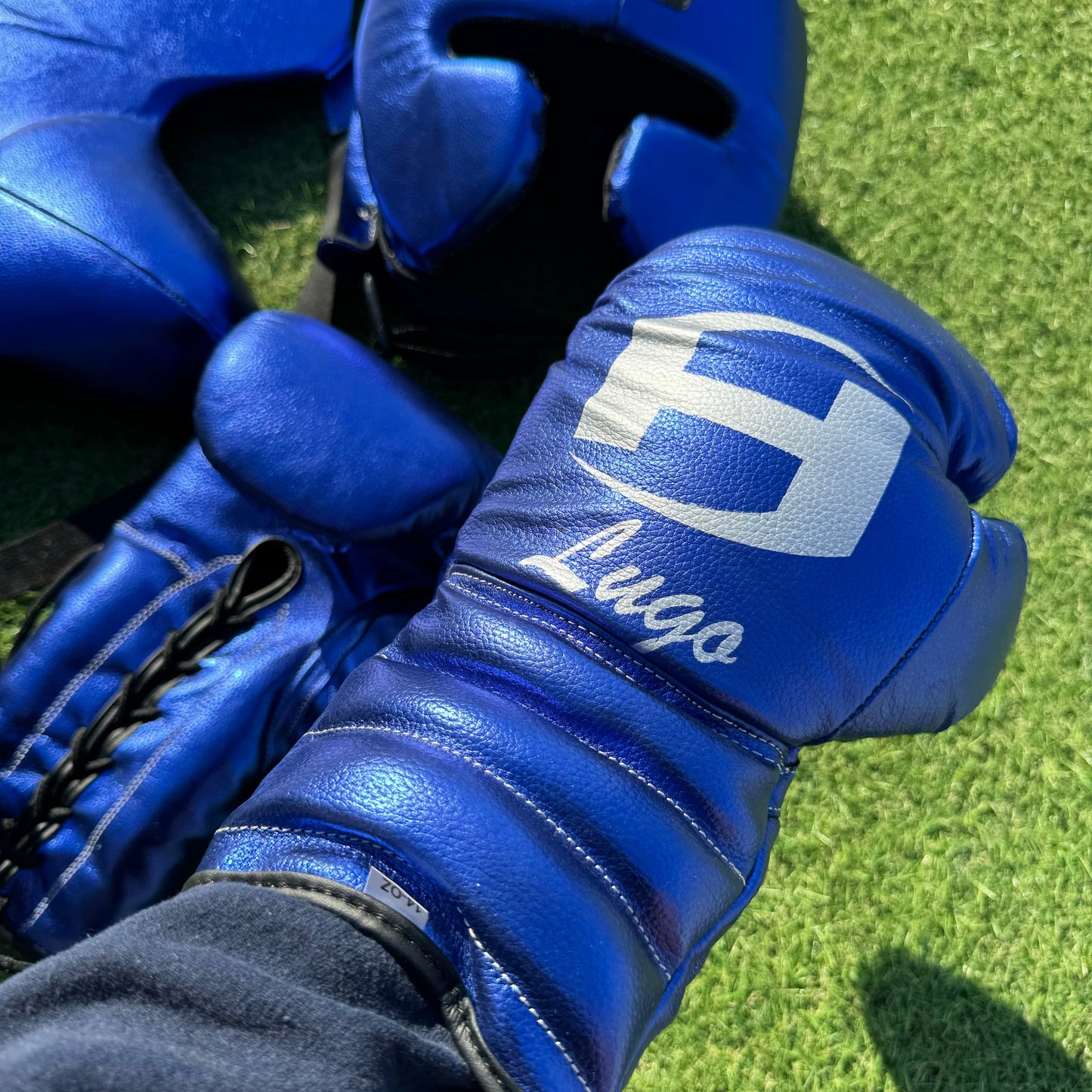 METALLIC BLUE | BOXING GLOVES & SPARRING SET | 100% LEATHER