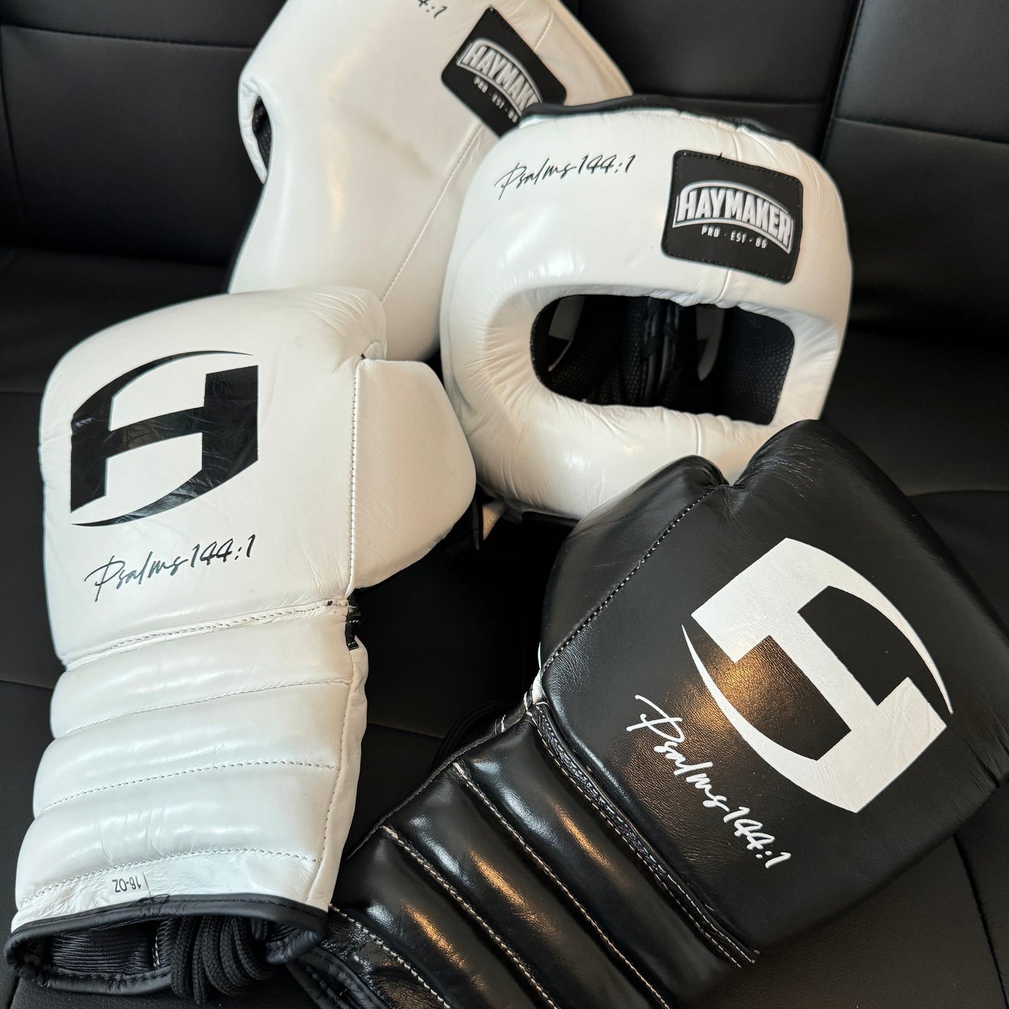 BLACK & WHITE | BOXING GLOVES & SPARRING SET | 100% LEATHER