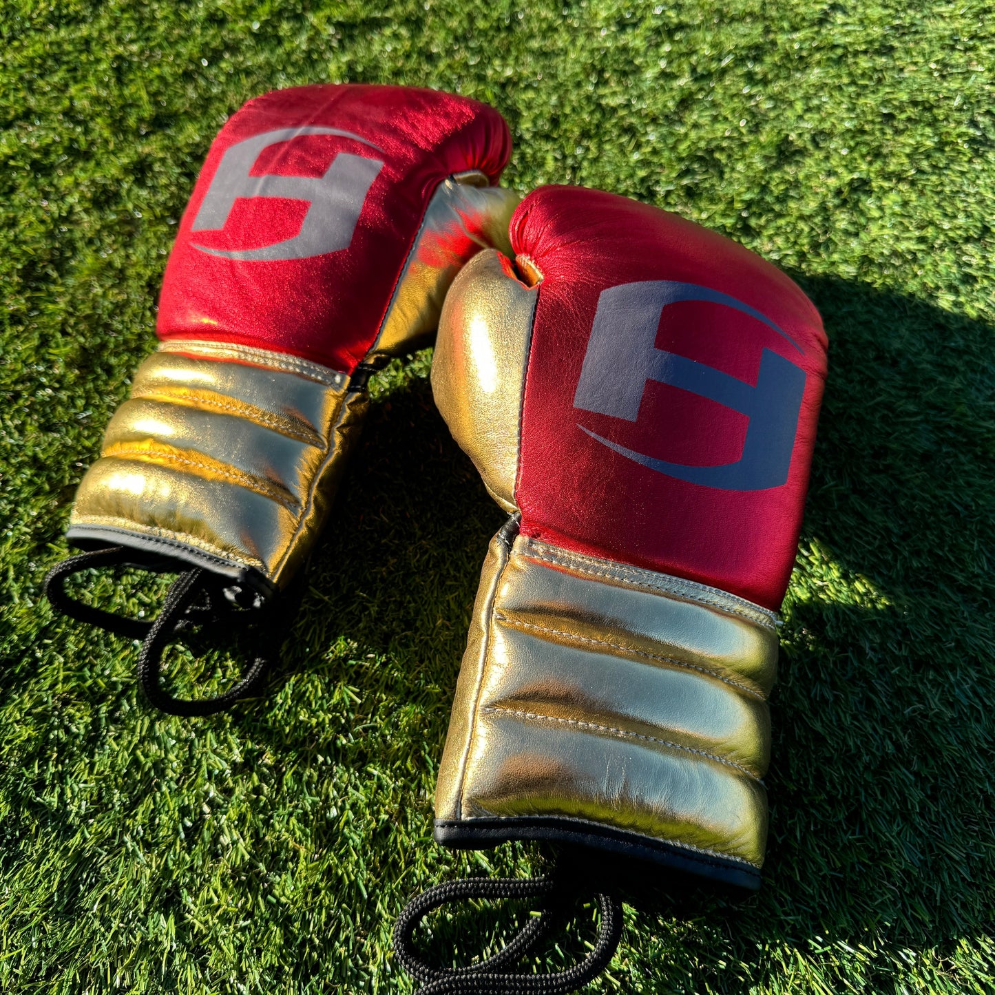 METALLIC RED & GOLD | PRO ELITE GLOVES 100% LEATHER