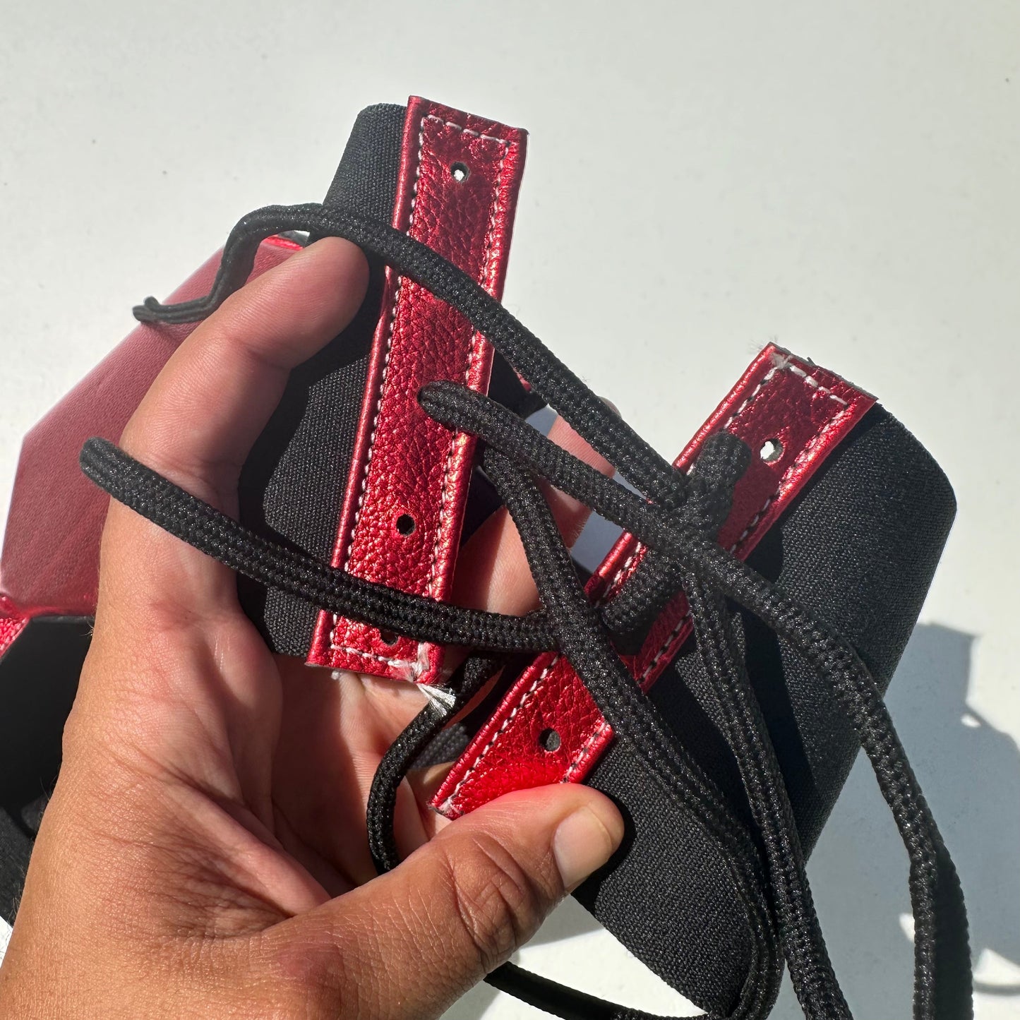 METALLIC RED | BOXING GROIN GUARD 100% LEATHER