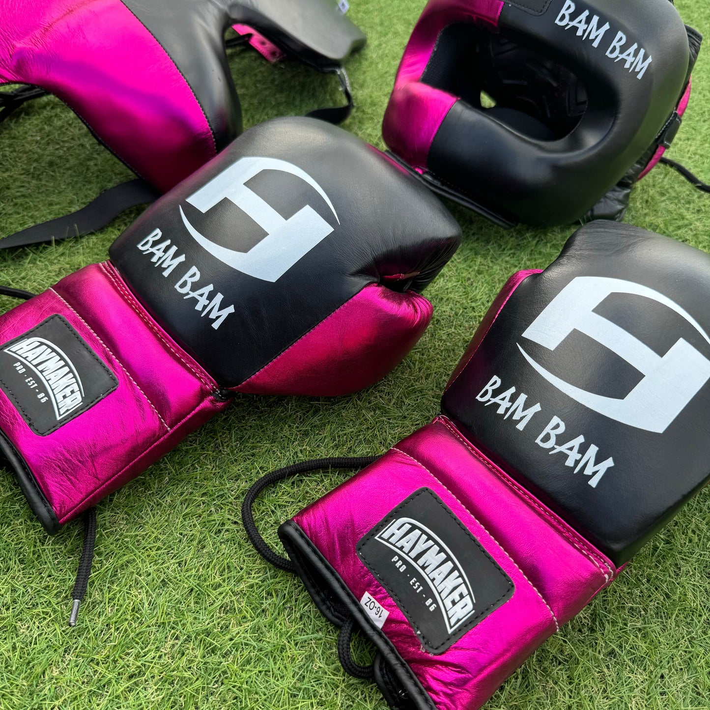 METALLIC PINK & BLACK | BOXING GLOVES & SPARRING SET | 100% LEATHER
