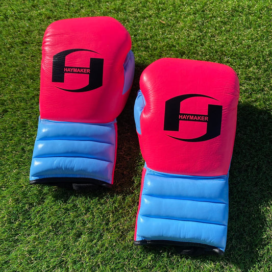 PINK & BABY BLUE | PRO ELITE GLOVES 100% LEATHER