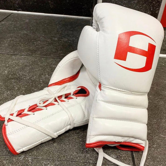 WHITE / RED TRIM | PRO ELITE | PRO ELITE GLOVES 100% LEATHER