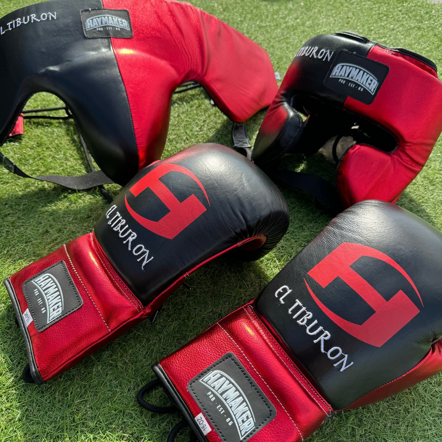 METALLIC RED & BLACK | BOXING GLOVES & SPARRING SET 100% LEATHER