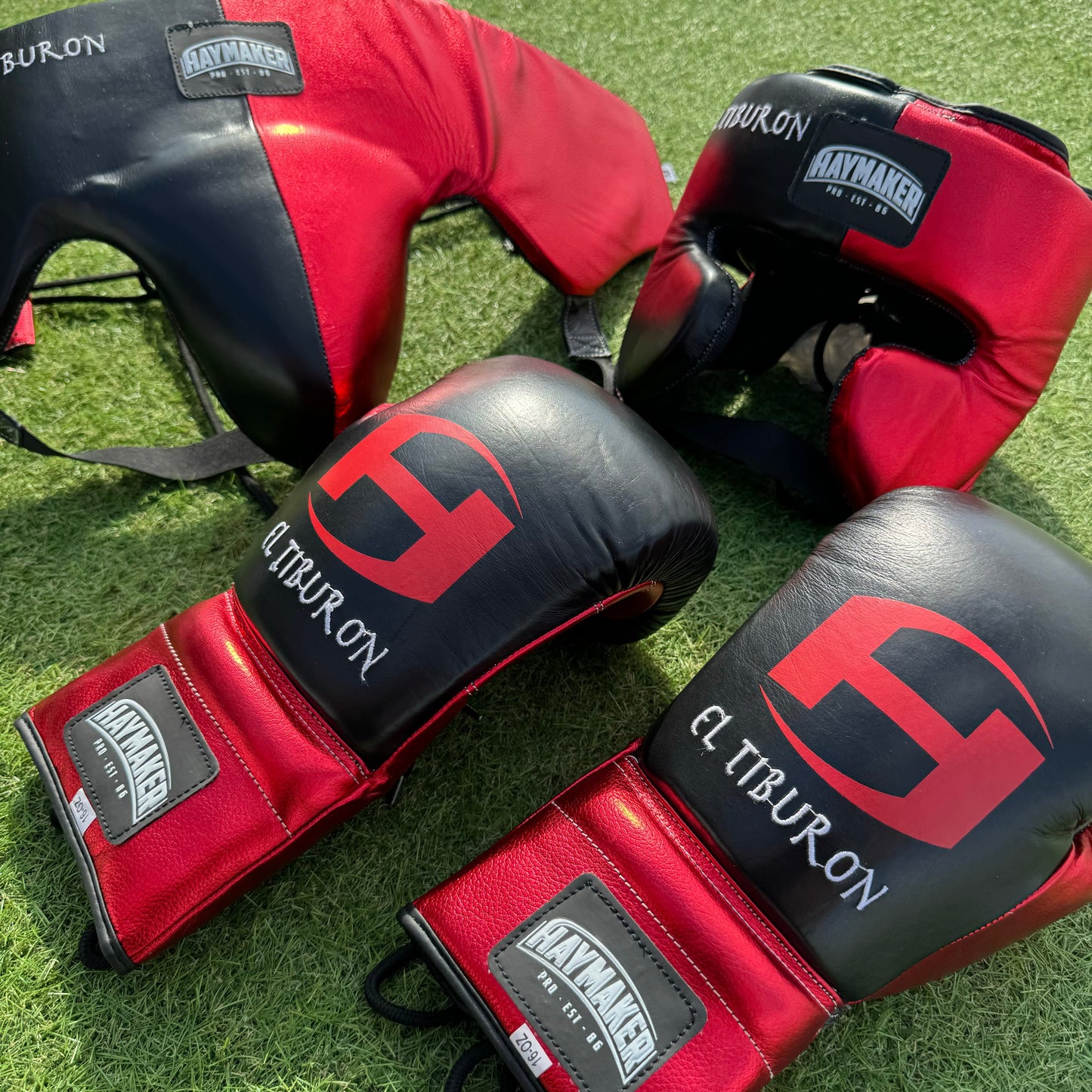METALLIC RED & BLACK | BOXING GLOVES & SPARRING SET 100% LEATHER