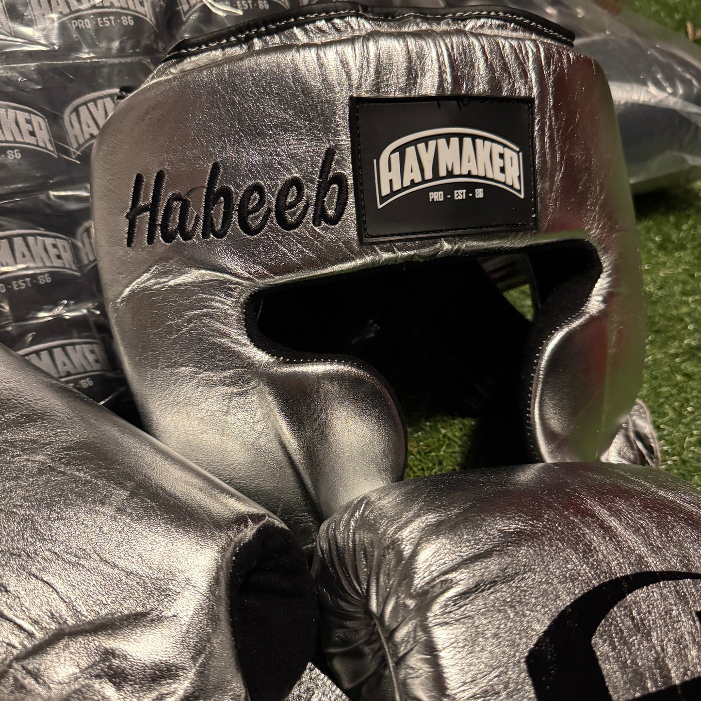 METALLIC SILVER | BOXING GLOVES & SPARRING SET | 100% LEATHER