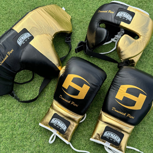 MATTE BLACK & GOLD | BOXING GLOVES & SPARRING SET 100% LEATHER