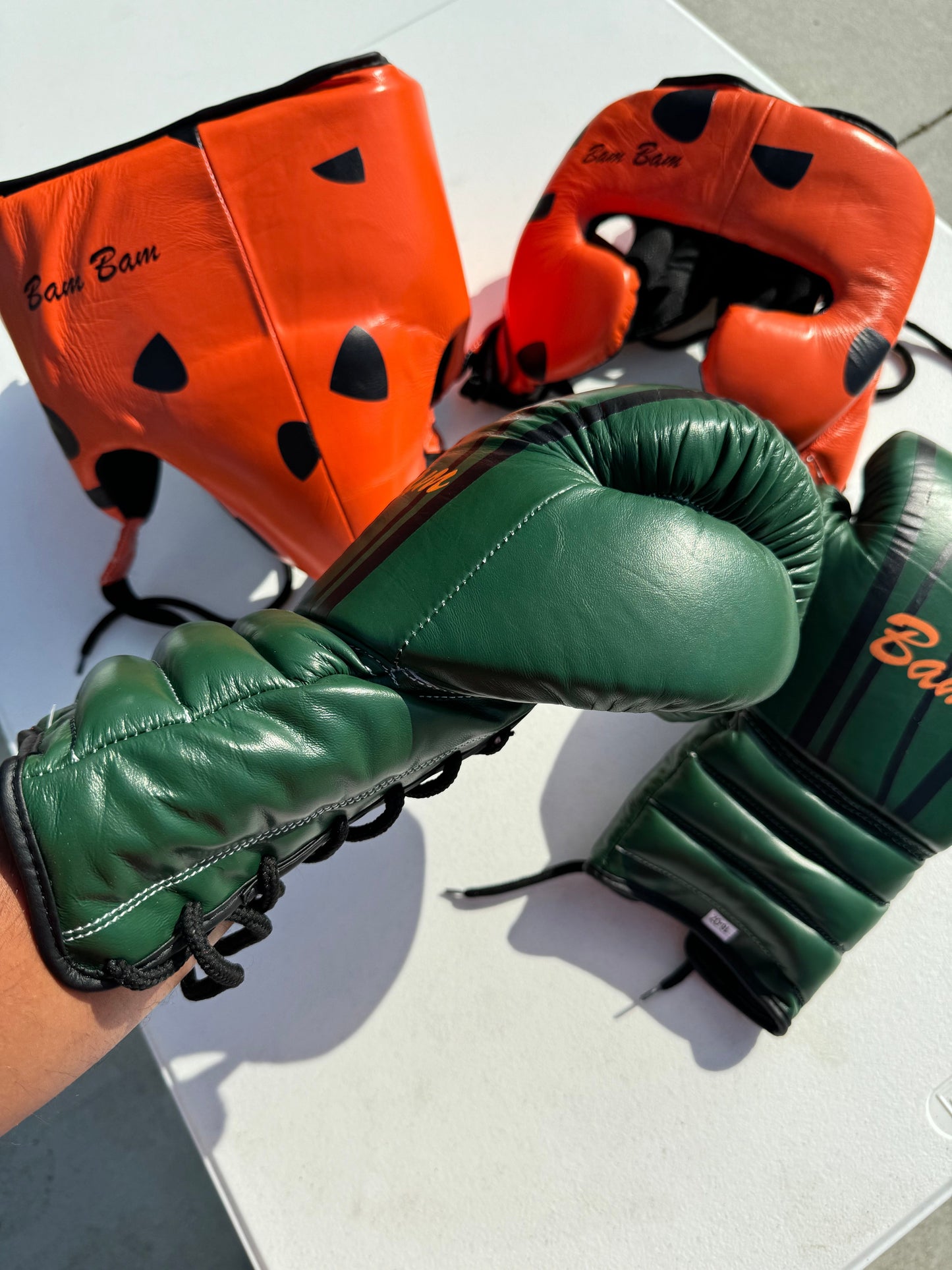 CUSTOM BAMBAM | BOXING GLOVES & SPARRING SET | 100% LEATHER