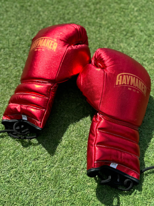 METALLIC RED | PRO ELITE GLOVES 100% LEATHER