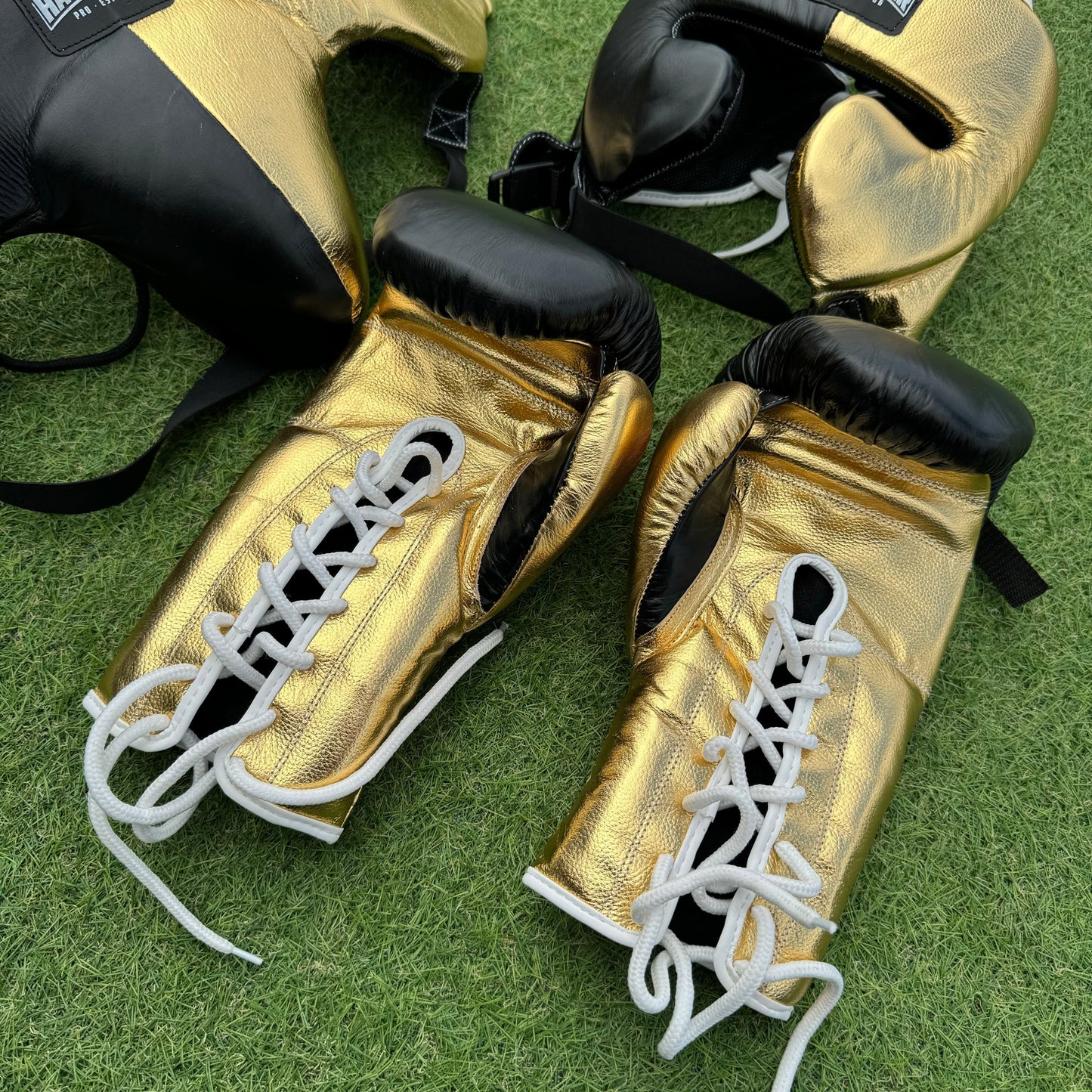 MATTE BLACK & GOLD | BOXING GLOVES & SPARRING SET 100% LEATHER