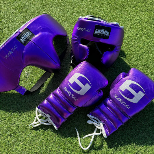 METALLIC PURPLE | BOXING GLOVES & SPARRING SET 100% LEATHER