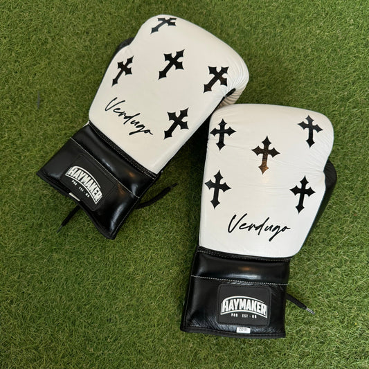 HM CRUCIFIX WHITE & BLACK | PRO ELITE GLOVES 100% LEATHER