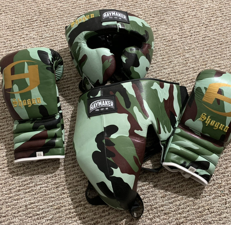 MILITARY CAMO | BOXING GLOVES & SPARRING SET | 100% LEATHER