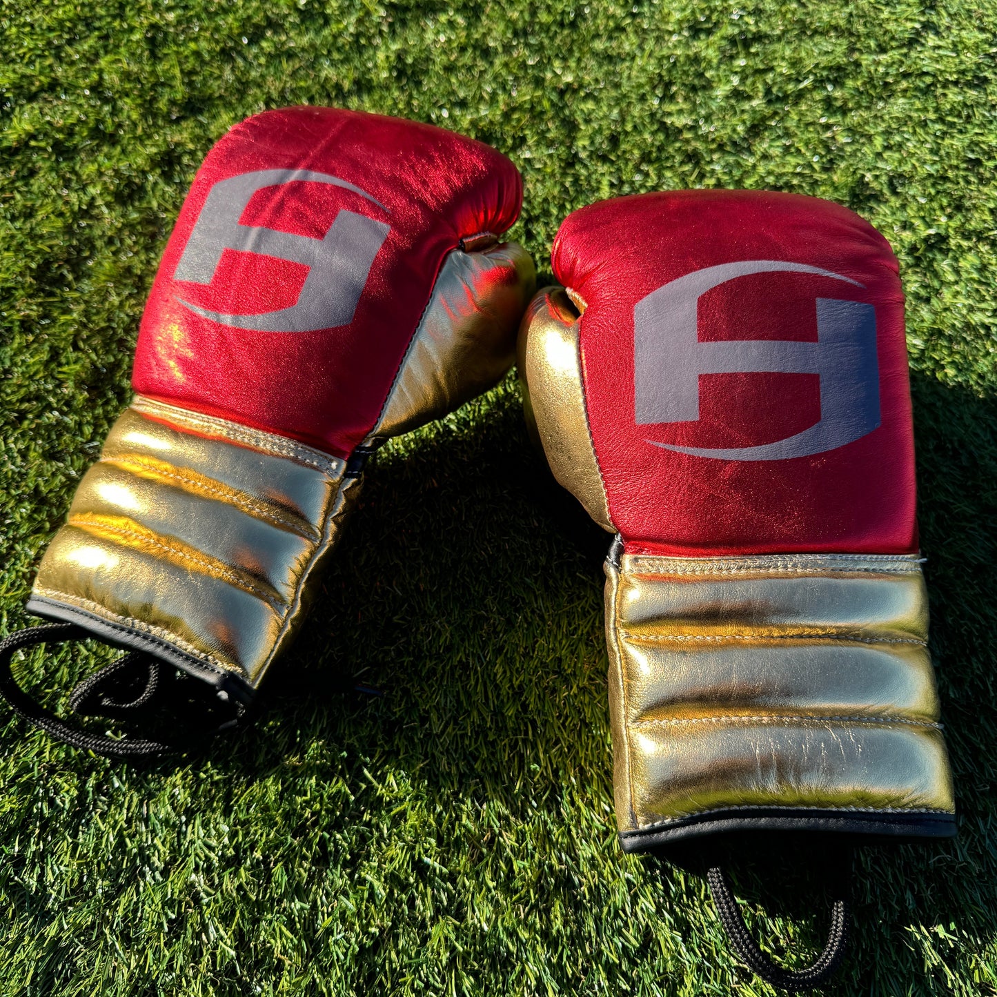 METALLIC RED & GOLD | PRO ELITE GLOVES 100% LEATHER