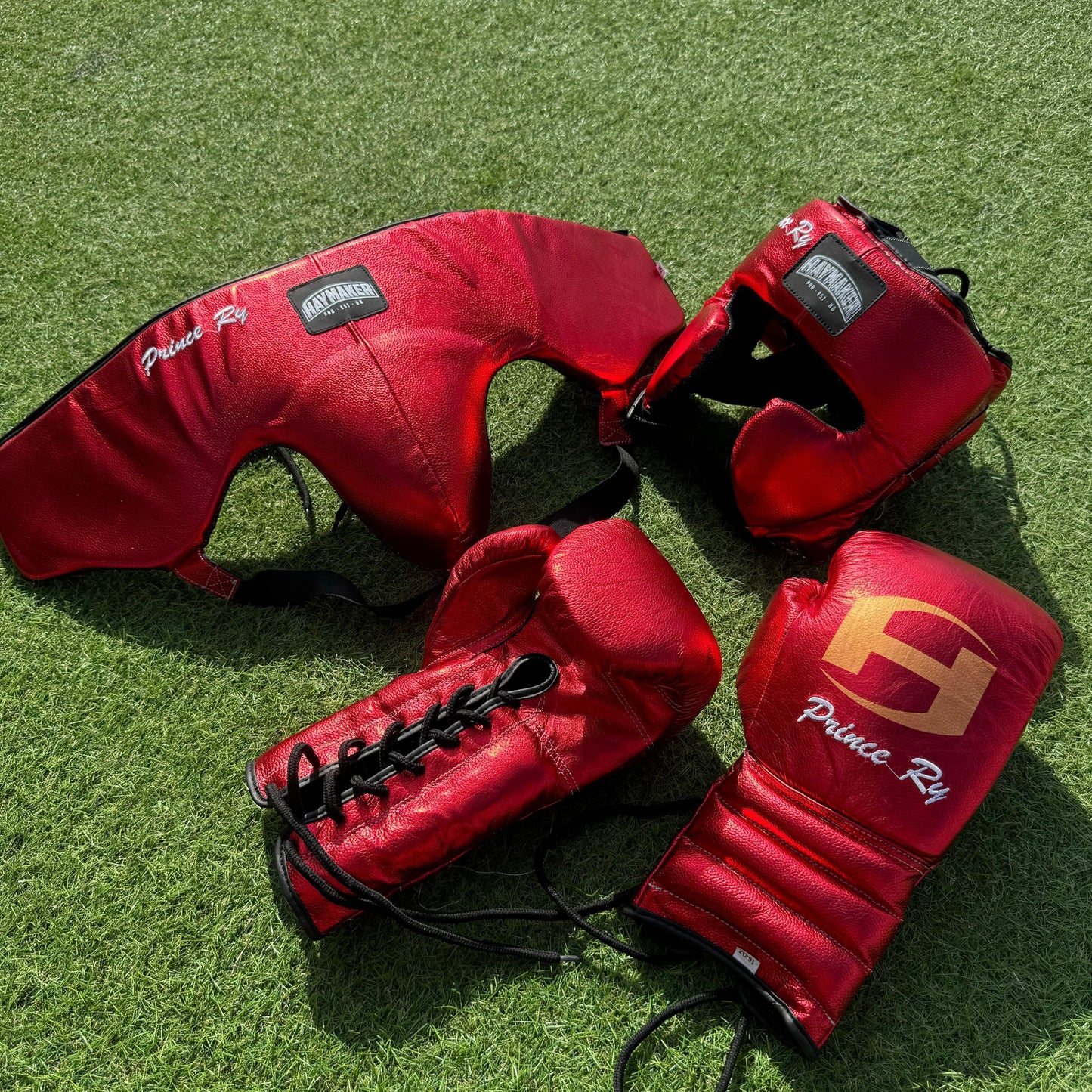 METALLIC RED | BOXING GLOVES & SPARRING SET | 100% LEATHER