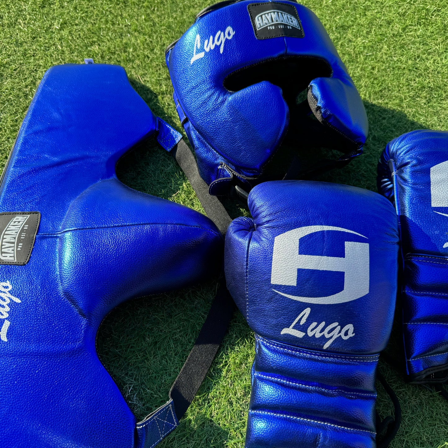 METALLIC BLUE | BOXING GLOVES & SPARRING SET | 100% LEATHER