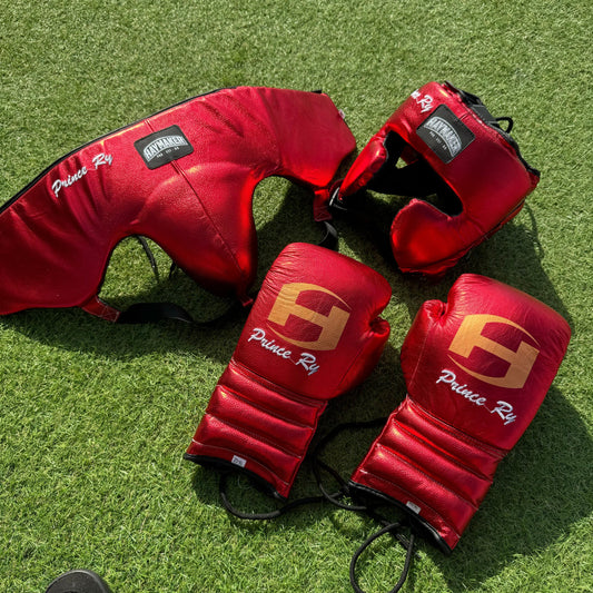 METALLIC RED | BOXING GLOVES & SPARRING SET | 100% LEATHER