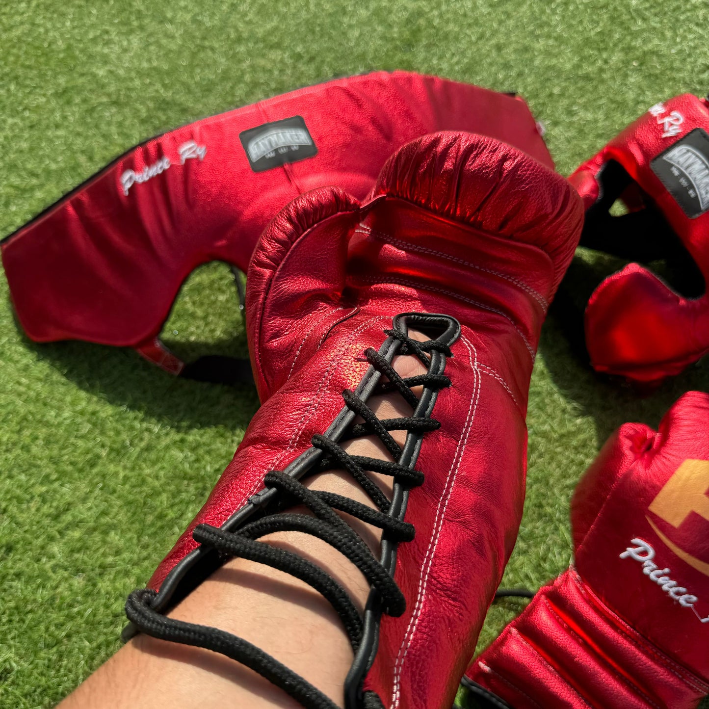 METALLIC RED | BOXING GLOVES & SPARRING SET | 100% LEATHER