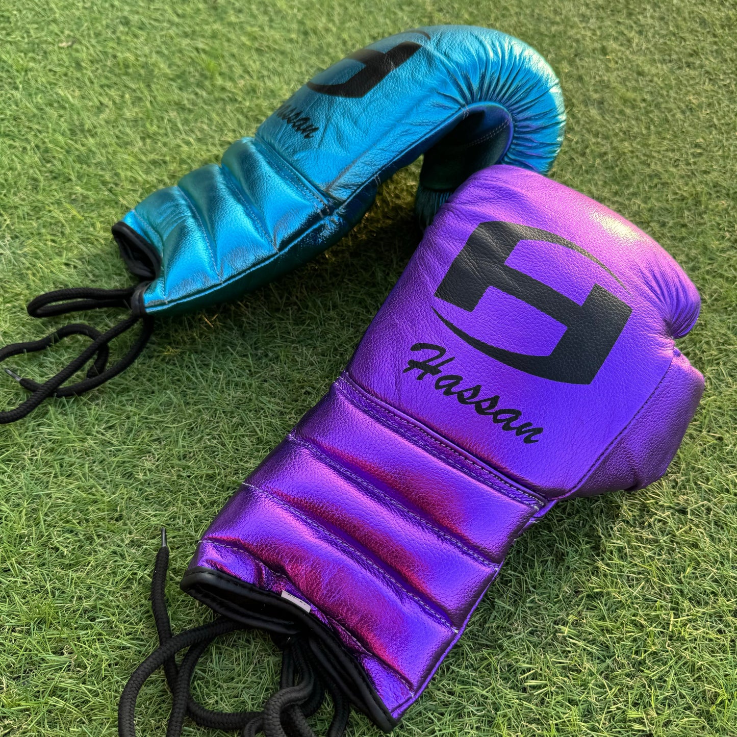 METALLIC PURPLE & TEAL | PRO ELITE GLOVES 100% LEATHER