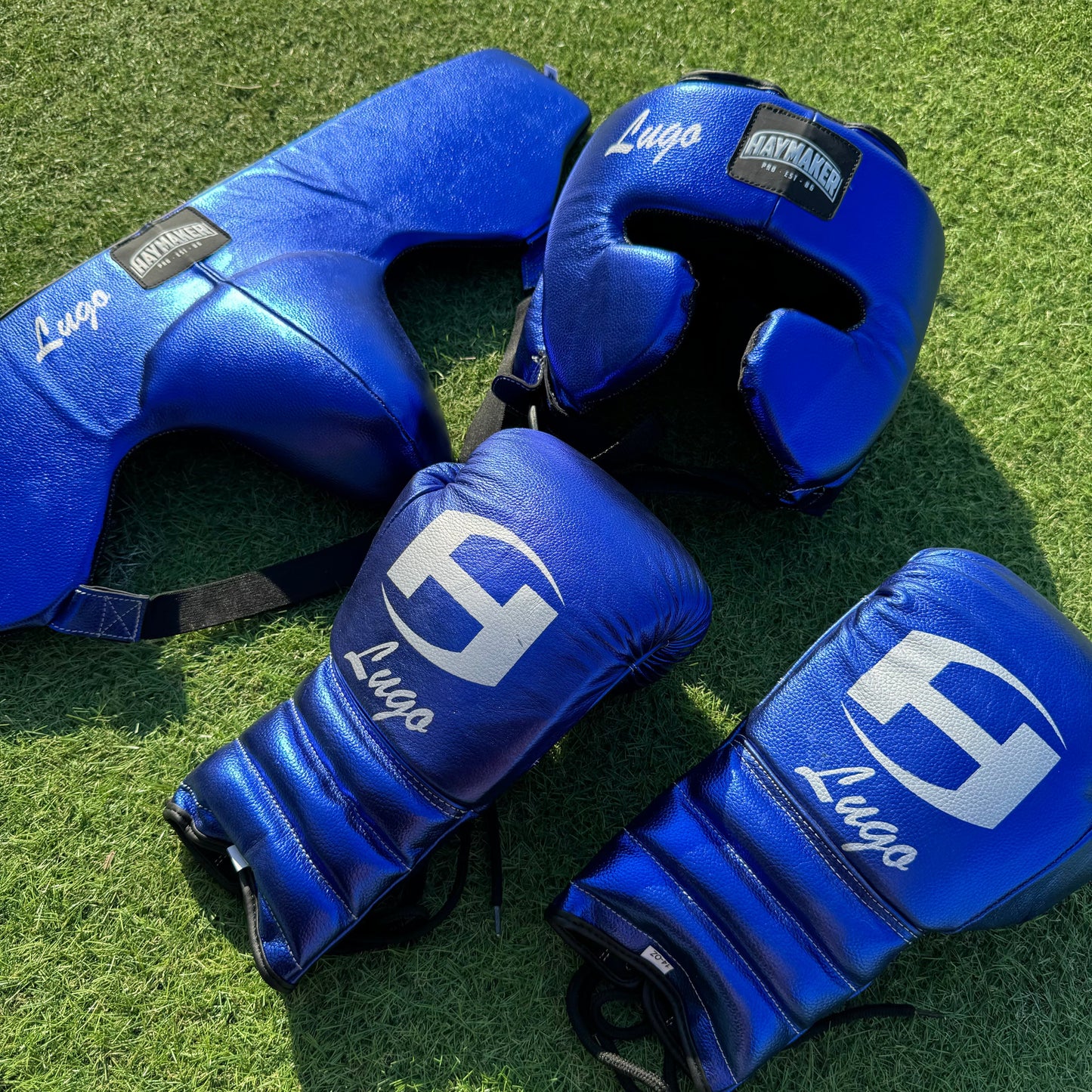 METALLIC BLUE | BOXING GLOVES & SPARRING SET | 100% LEATHER