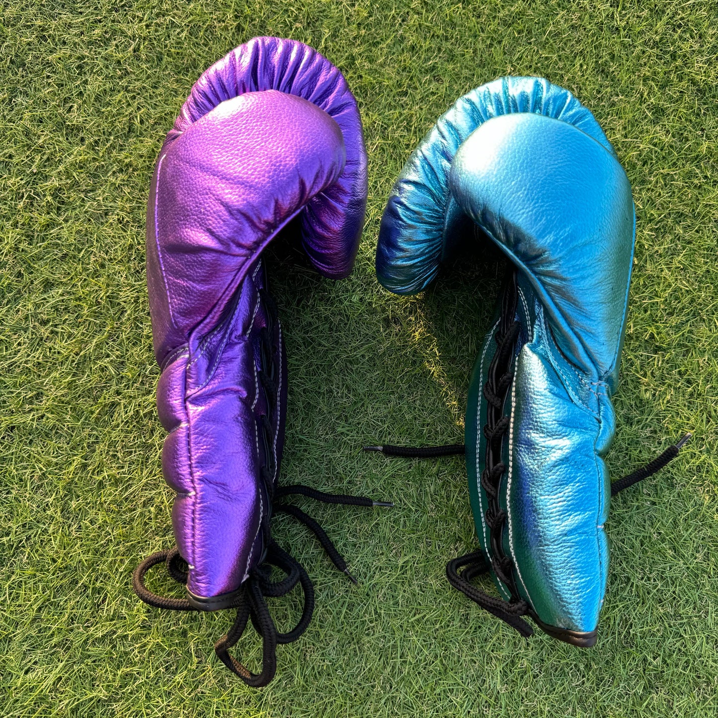 METALLIC PURPLE & TEAL | PRO ELITE GLOVES 100% LEATHER