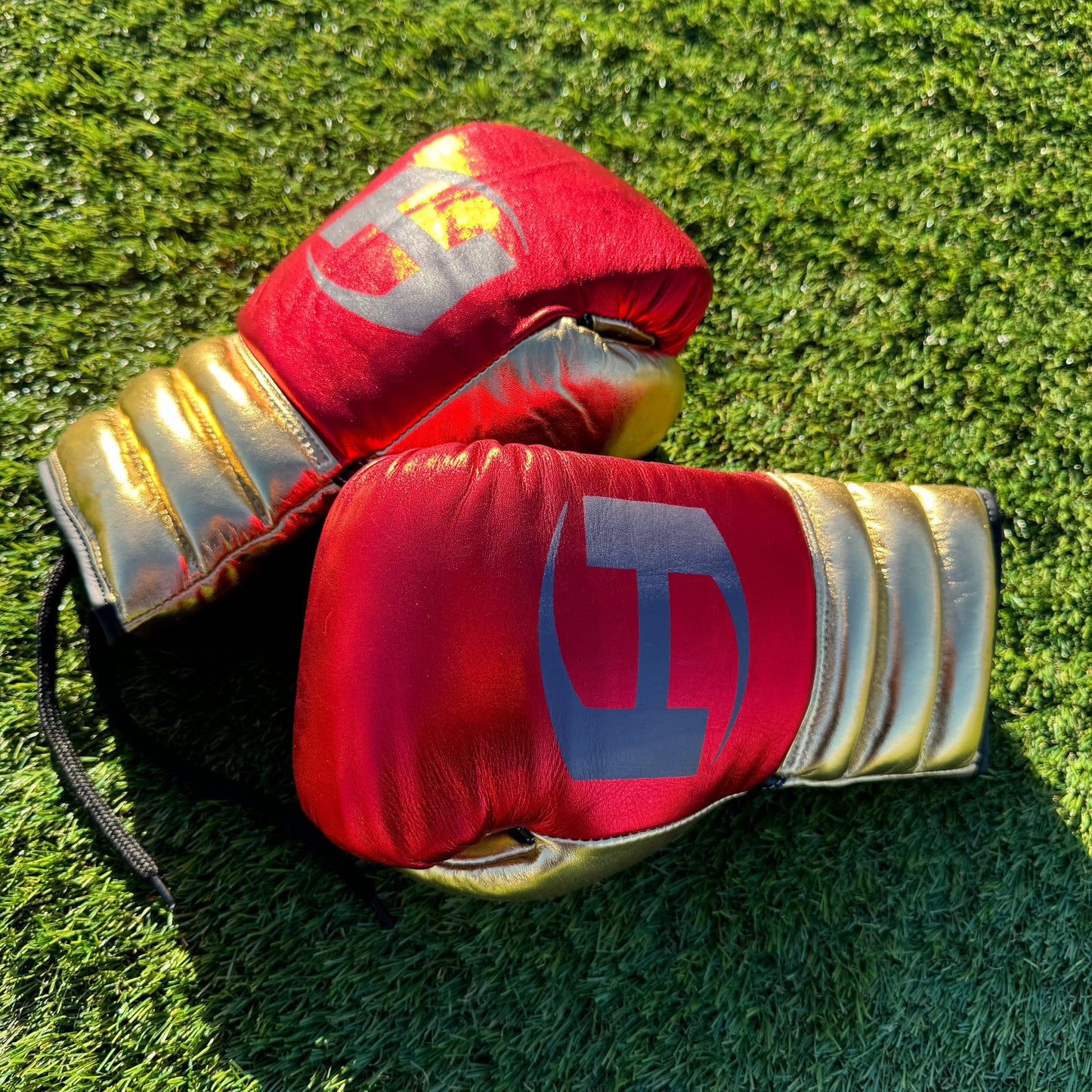 METALLIC RED & GOLD | PRO ELITE GLOVES 100% LEATHER
