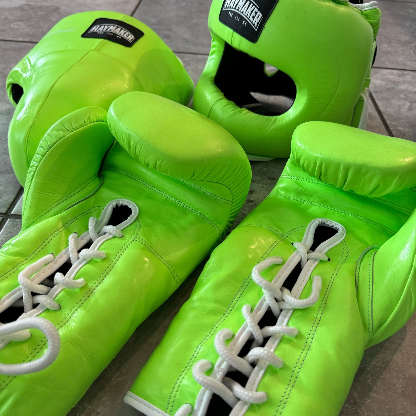 LIME GREEN | BOXING GLOVES & SPARRING SET | 100% LEATHER