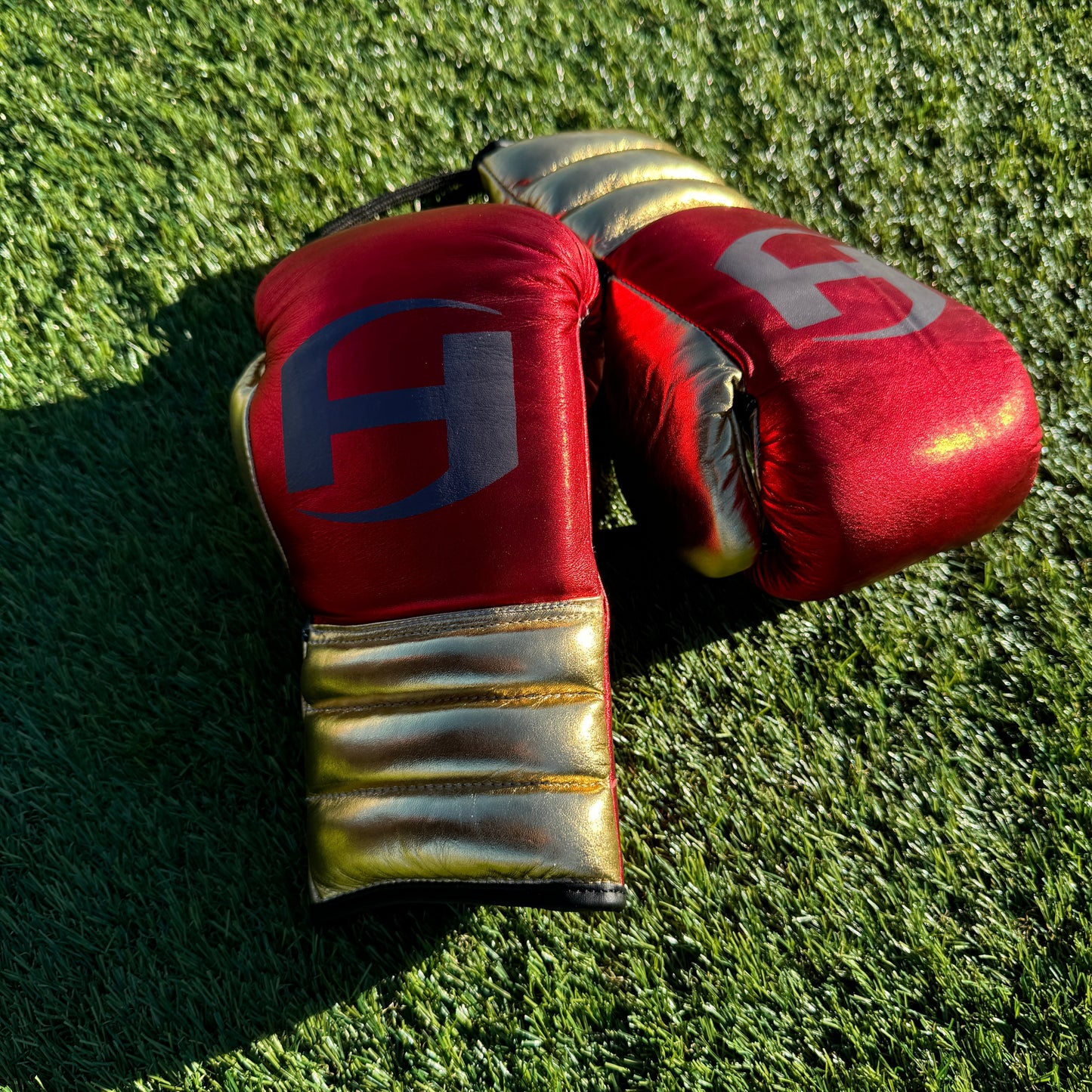 METALLIC RED & GOLD | PRO ELITE GLOVES 100% LEATHER