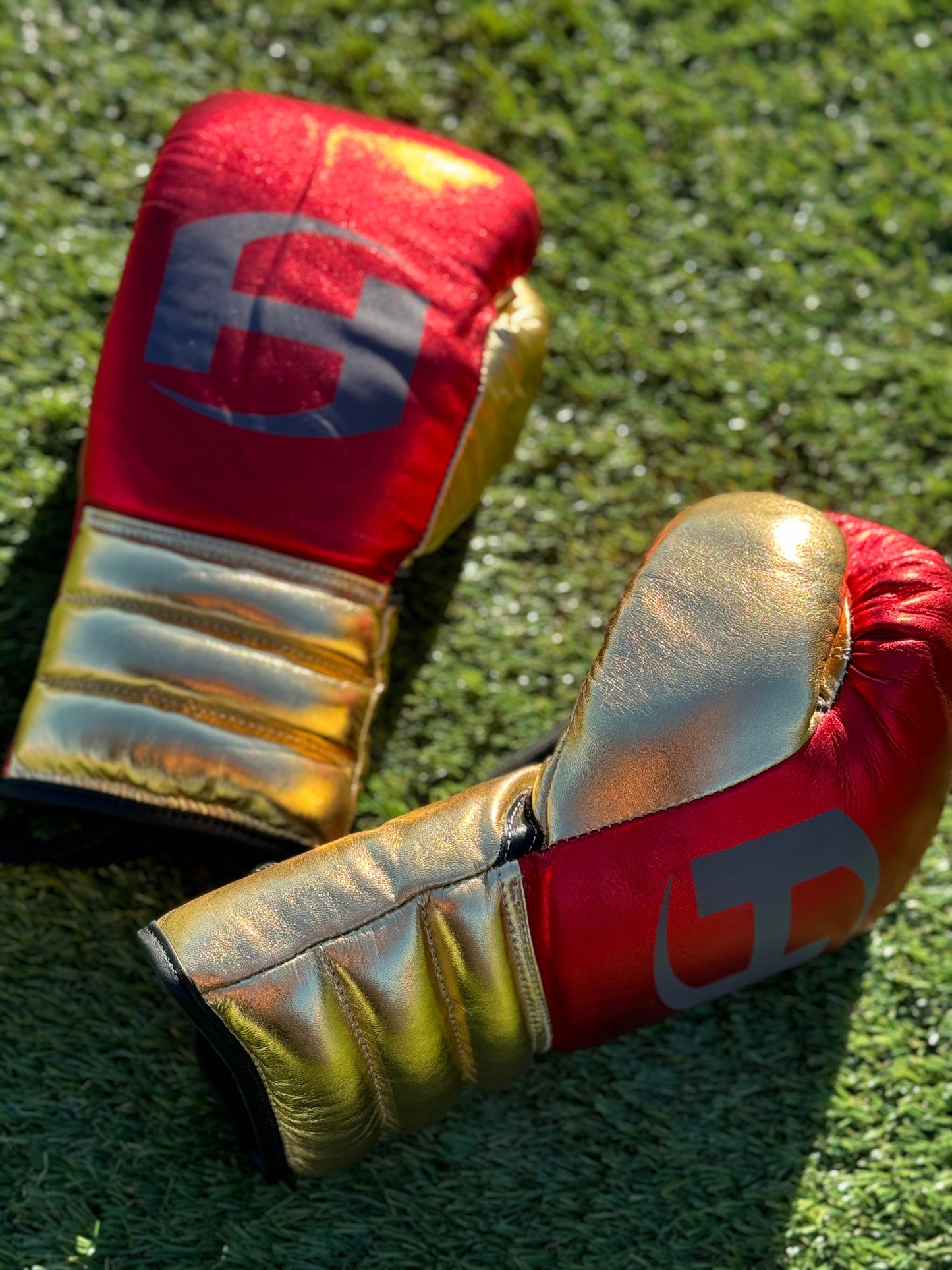 METALLIC RED & GOLD | PRO ELITE GLOVES 100% LEATHER