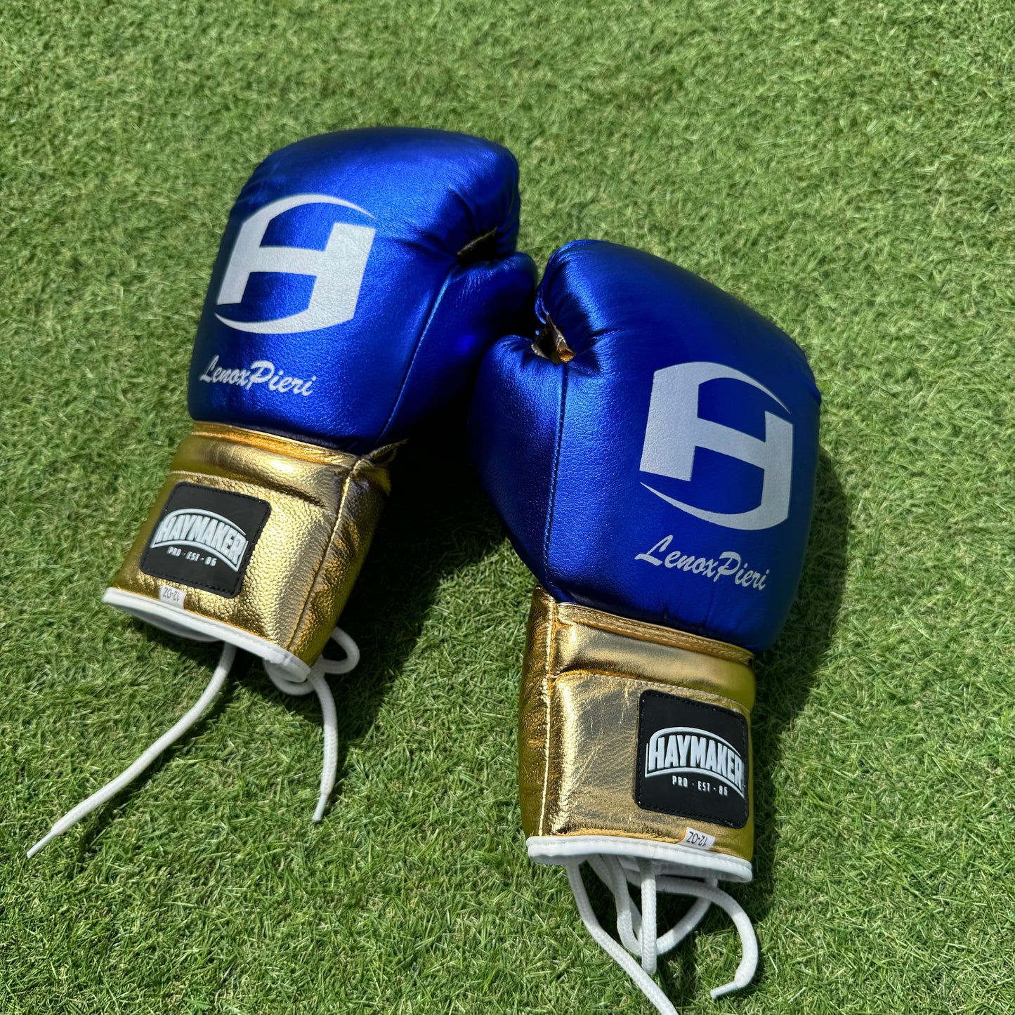 METALLIC BLUE GOLD | PRO ELITE GLOVES 100% LEATHER