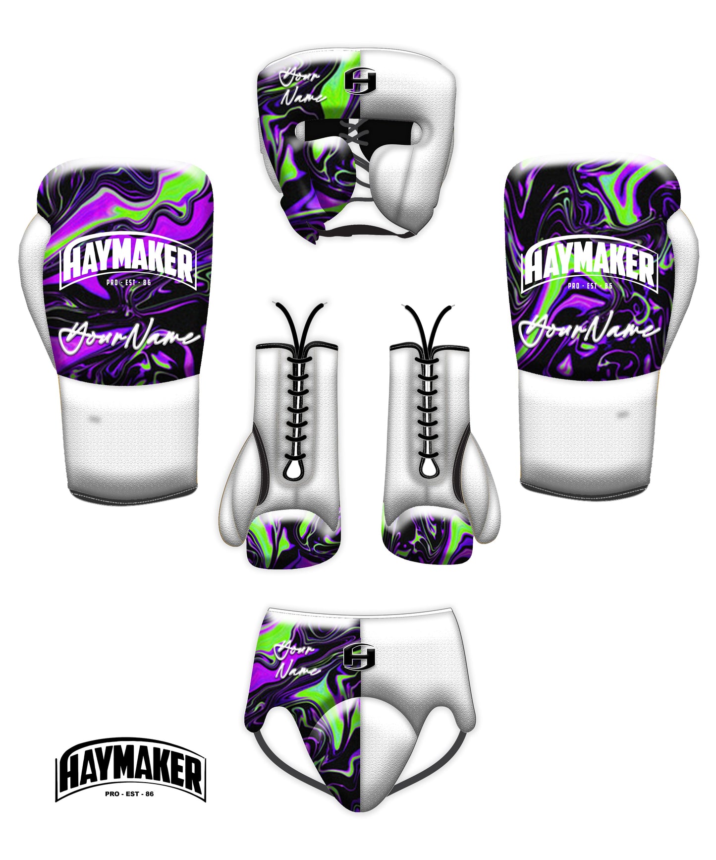 PURP ILLUSION DESIGN | BOXING GLOVES & SPARRING SET 100% LEATHER