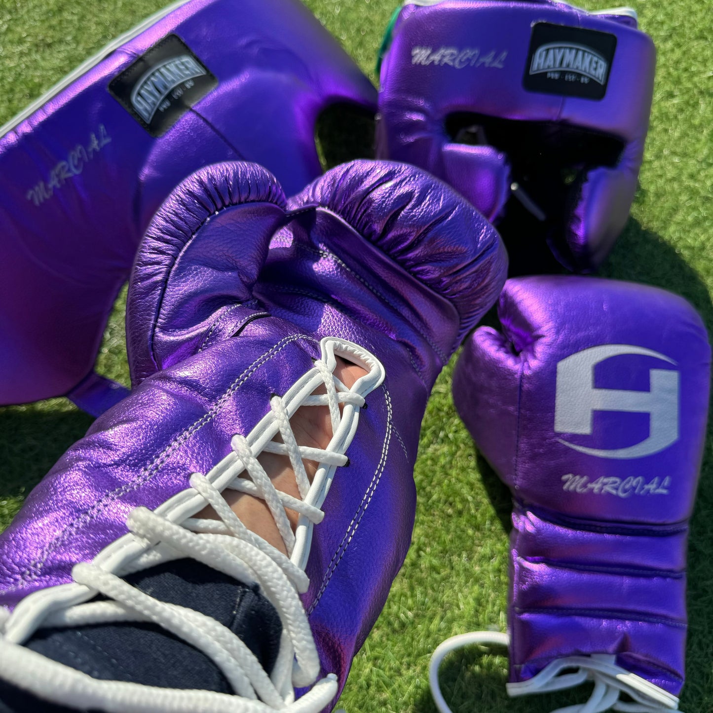 METALLIC PURPLE | BOXING GLOVES & SPARRING SET 100% LEATHER
