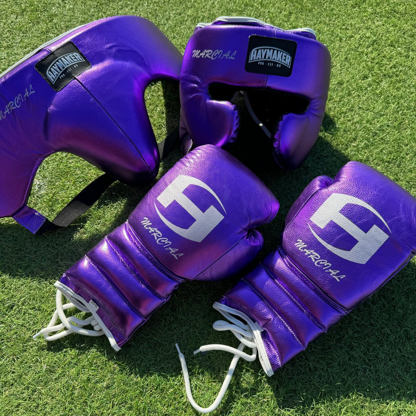 METALLIC PURPLE | BOXING GLOVES & SPARRING SET 100% LEATHER