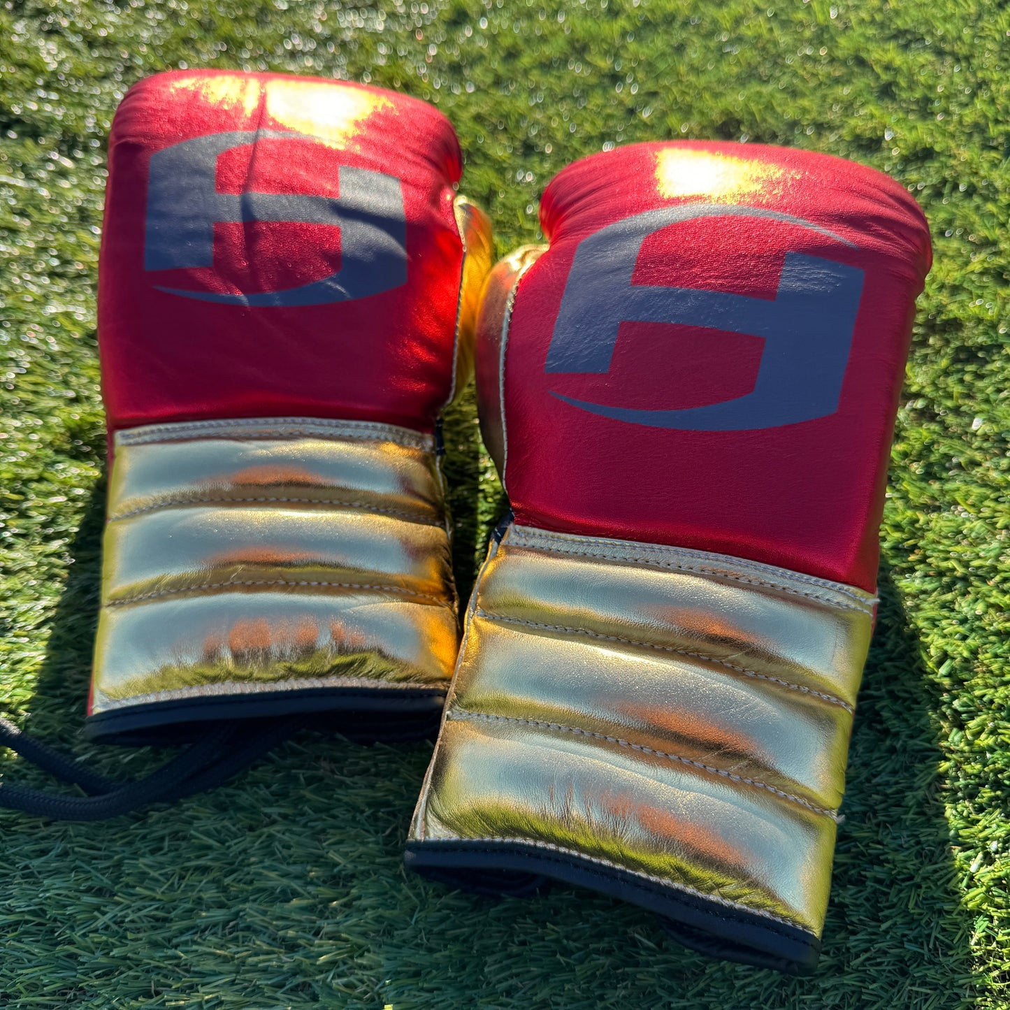 METALLIC RED & GOLD | PRO ELITE GLOVES 100% LEATHER